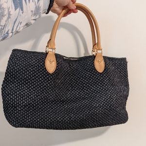 Black woven large purse